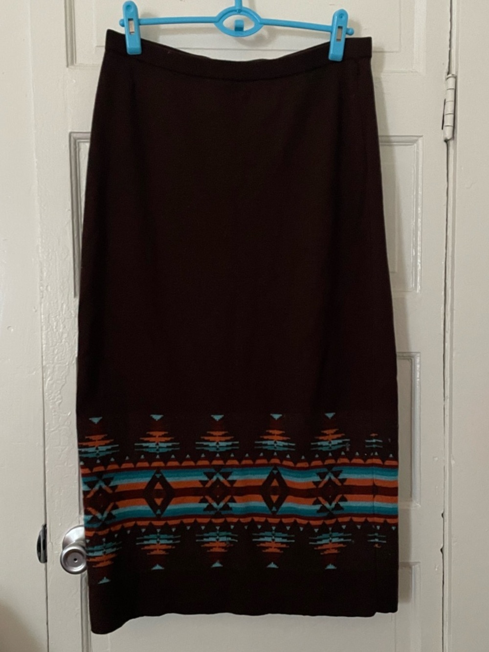 Pendleton Brown Wool Western Print Midi Skirt Size L